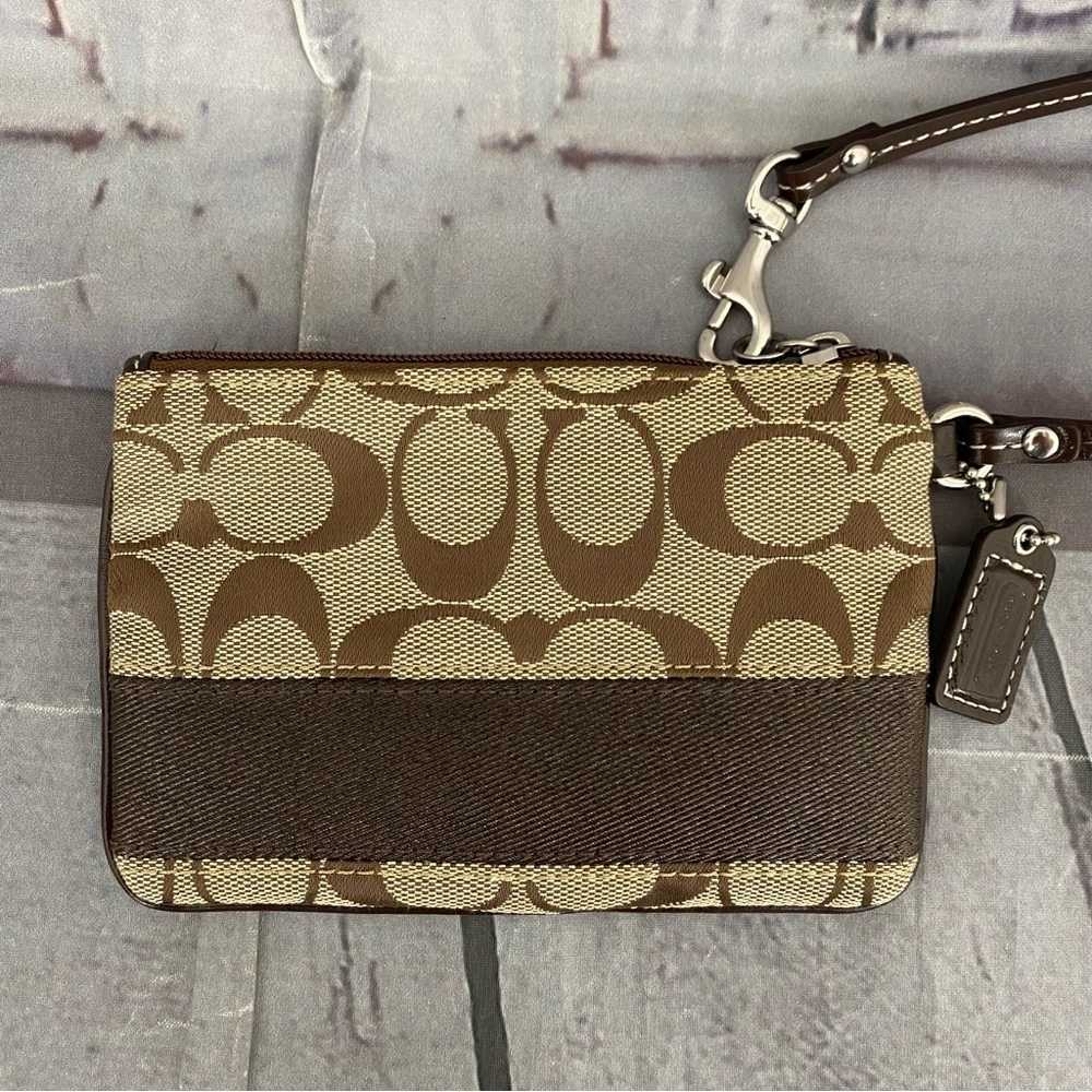 Coach Chocolate and Beige Wristlet - Picture 7 of 10